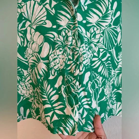 Nicole Miller Green and White Collar Button Down Shirt 100% linen size M - Picture 5 of 8